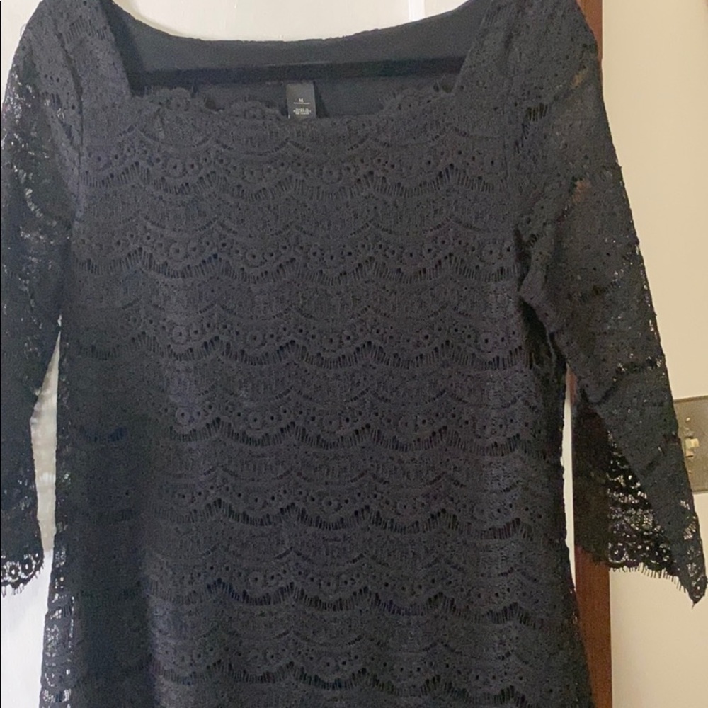 Black house white market lace dress